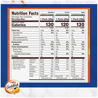 Goldfish Family Faves Crackers, Cheddar, Colors and Baby Crackers Snack Packs, 20-Ct Variety Pack (Pack of 2)