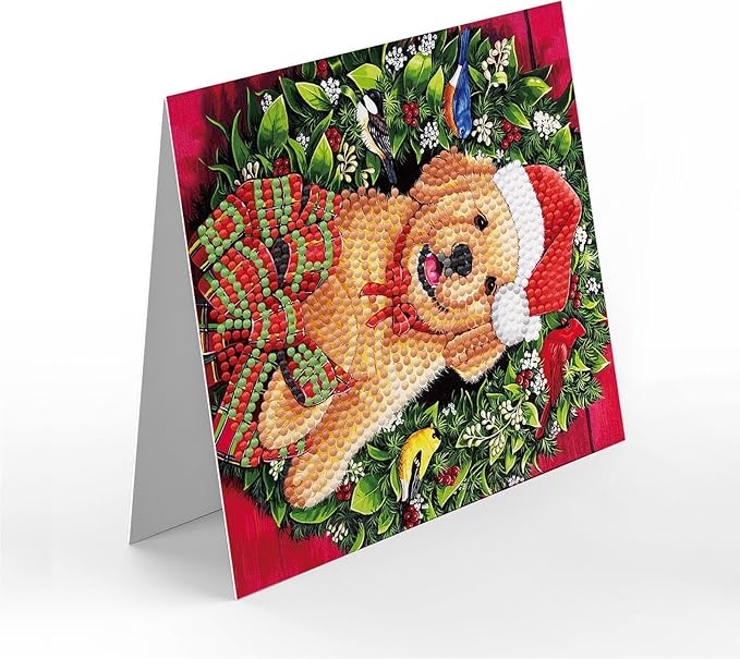 12 Packs DIY 5D Diamond Paint Christmas Cards, Round Drill Crystal Rhinestone Arts Craft Cards Kits, Xmas Santa Claus Elk Diamond Art Greeting Cards for Birthday Thanksgiving Christmas Handmade Gift