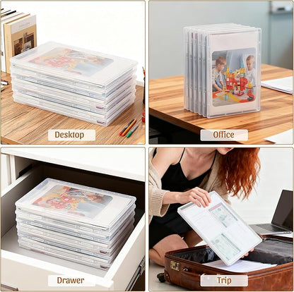 6 Pack Photo Storage Box, Clear Photo Organizers and Storage for 8" x 10" Picture, Plastic Scrapbook Paper Storage with Snap-Tight Latch for Crafts,Board Game,Office Supplies, Files