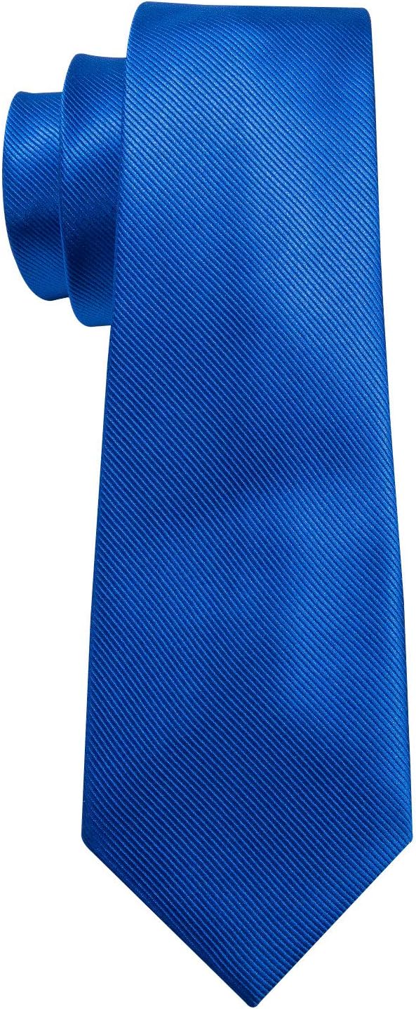 Barry.Wang Tie Sets for Men Silk Solid Necktie Stain Ties Handkerchief Pocket Square Cufflinks Wedding Business Dyed