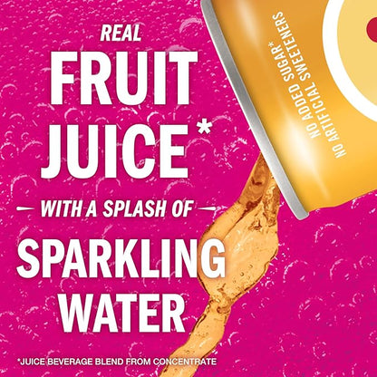 IZZE Sparkling Juice Beverage Blend, Peach, No Sugar Added, 8.4 FL OZ, 24 Cans