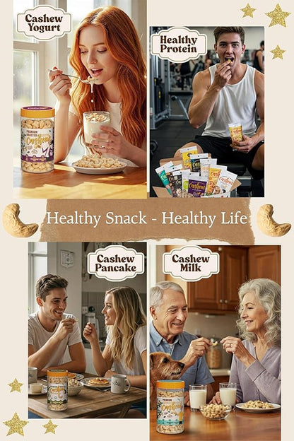 Gold Cashew Variety Pack – 10 Roasted Cashew Flavors (Coconut, Wasabi, Honey, Spicy, Salted, Unsalted, Coffee, Cheese, Chocolate, Testa) – 10 x 50g Bags – Vietnamese Snack Gift Box for Family, Non GMO