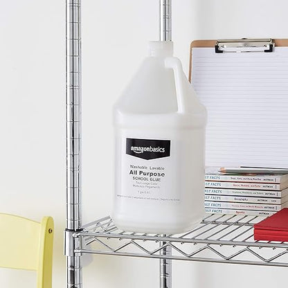 Amazon Basics All Purpose Washable School Classroom Liquid Glue, Great for Making Slime, 1 gallon Bottle, 2-Pack, White