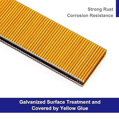 HW HAMWOO 18 Gauge 3000PCS,1/4" Narrow Crown Staples (1/2",3/4",1"),18GA Nail Gun Nails Assorted, Suitable for Most Brand of 18 Gauge Pneumatic and Electric Brad Nailer (Yellow)