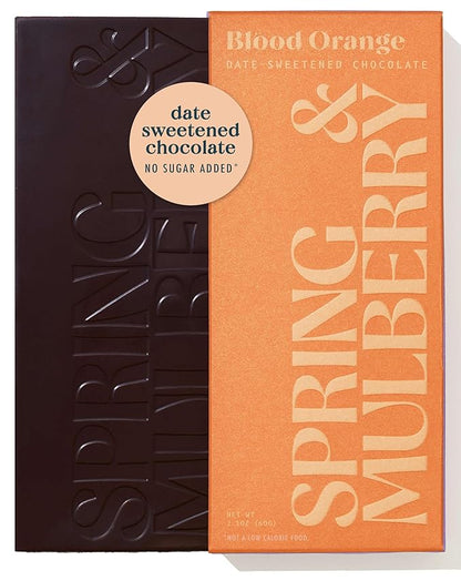Spring & Mulberry Dark Chocolate Bars – Healthy Dark Chocolate, Date-Sweetened - Blood Orange 6 Pack