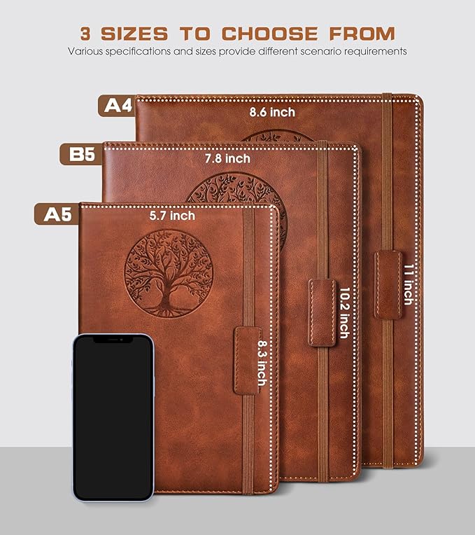 Lined Journal Notebook for Women Men,256 Pages B5 Large Hardcover Leather Journals for Writing,Travel,Business,Work,School,College Ruled Notebooks for Note Taking,Diary Notepad 7.8"×10.2"