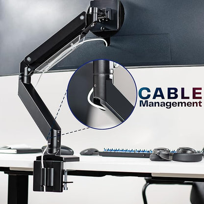 VIVO Premium Aluminum Heavy Duty Monitor Arm with 3.0 USB Ports, Fits Ultrawide Monitors up to 49 inches and 33 lbs, Single Desk Mount Stand, Pneumatic Height, Max VESA 100x100, Black, STAND-V101G1U