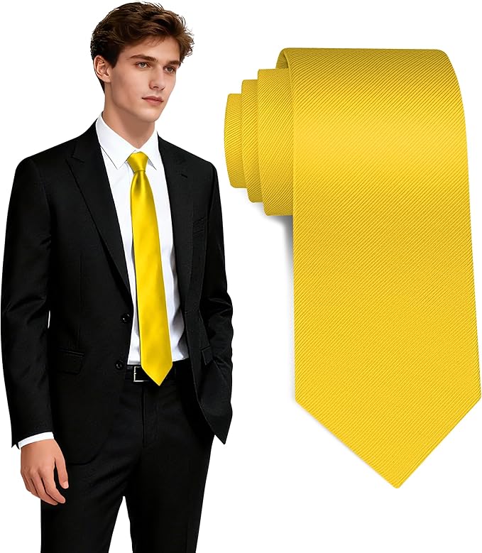 Fineknot Black Ties for Men, Formal Neckties for Men, Solid Color Mens Ties for Business, Wedding, Party, Mens Neck Tie