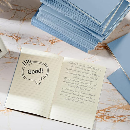 Mimorou 100 Pcs Kraft Notebook Journals 5.5 Inch x 8.3 Inch A5 Softcover Notebooks Bulk for Writing Sketch Office Notepad with 60 Pages 30 Sheets(Light Blue,Lined)