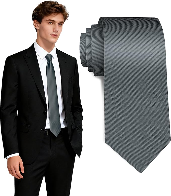 Fineknot Black Ties for Men, Formal Neckties for Men, Solid Color Mens Ties for Business, Wedding, Party, Mens Neck Tie