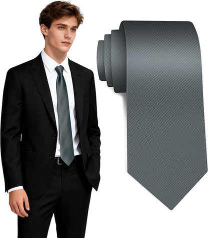Fineknot Black Ties for Men, Formal Neckties for Men, Solid Color Mens Ties for Business, Wedding, Party, Mens Neck Tie