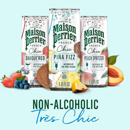Maison Perrier Chic Pina Fizz Pineapple and Coconut Flavored Sparkling Beverage, Low Calorie, Mocktail, 24-Pack