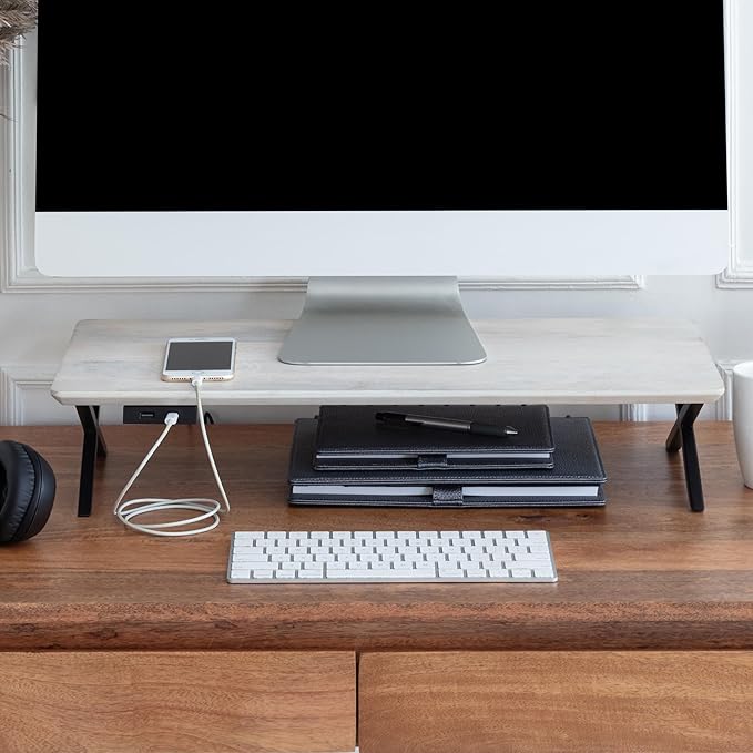 Anji Mountain Monitor Stand - Desktop Organizer & Laptop Riser, Ergonomic Monitor Riser, Space-Saving Monitor Stand for Desk, Durable Construction, Easy Assembly, Ideal for Home & Office,Black