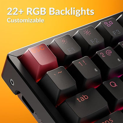 Keychron K2 75% Layout QMK Wireless and Wired Mechanical Keyboard Super Red Switch, RGB Backlight Aluminum Frame with Shine-Through Double-Shot PBT Keycaps for Mac Windows-Version 3