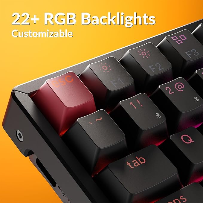 Keychron K2 75% Layout QMK Wireless and Wired Mechanical Keyboard Super Brown Switch, RGB Backlight Aluminum Frame with Shine-Through Double-Shot PBT Keycaps for Mac Windows-Version 3