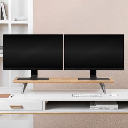 Anji Mountain Wooden Monitor Stand - Elegant Monitor Riser, Perfect Monitor Stand for Desk Organization, Durable Wood Construction monitor stands, Enhances Ergonomics and Workspace Efficiency,Black