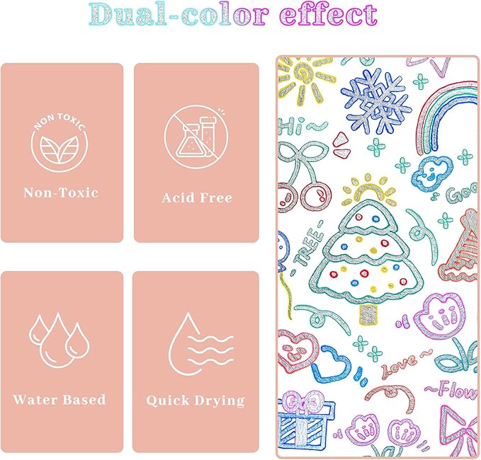 Artecho Outline Markers, 12 Glitter Colors, Christmas Gift, Stocking Stuffers for Teen Girls, Double Line Metallic Markers for Tween Girls Trendy Stuff, Art Stuff Crafts for Teens