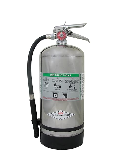 Amerex C260 6 Liter Class K Wet Chemical Fire Extinguisher with Stainless Steel Valve & Wall Hanger for Kitchen Use