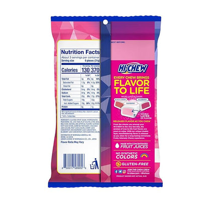 HI-CHEW Berry Mix, Pack of 6 Bags, 3.17oz each - Blackberry Cherry Raspberry, Unique Fun Soft & Chewy Candy - Immensely Juicy Fruity Candy Flavors, Individually Wrapped for Sharing