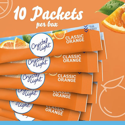 Crystal Light On The Go Classic Orange, 10-Count Boxes (Pack of 4)