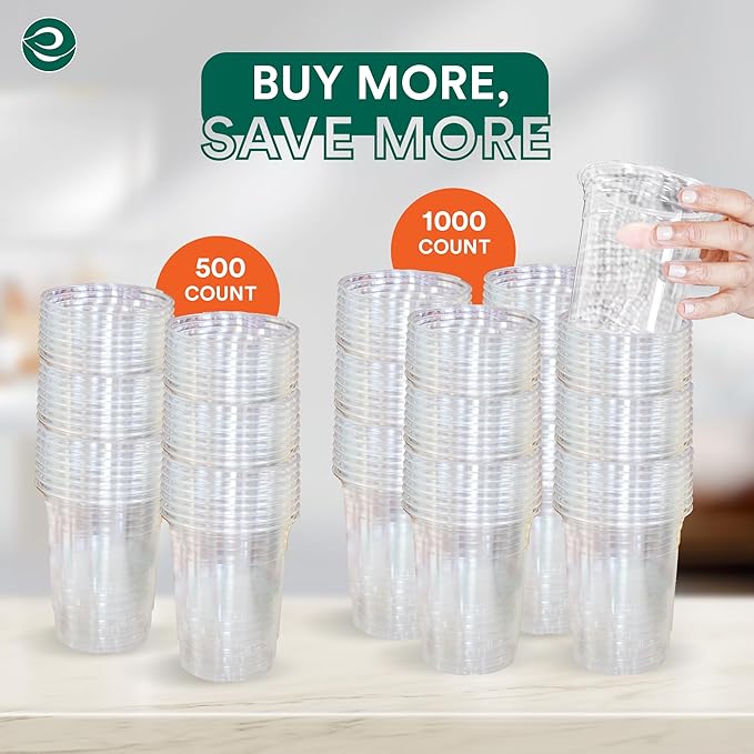 ECO SOUL 100% Compostable, Disposable Party Cups | Eco-friendly Party Cups | (1000 Count, 16 oz Cold Cups)