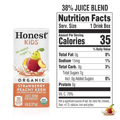 Honest Kids Strawberry Peachy Keen Cartons, 6 fl oz, 8 Pack, 5 Sets