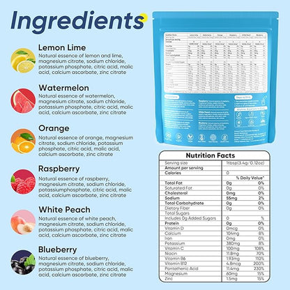 VitalHarvest 36 Sticks Electrolytes Powder Packets 6 Flavors Sugar Free Hydration Packets Electrolyte Liquid Daily IV Drink Mix with Lemon Lime, Watermelon, Orange, Raspberry, White Peach, Blueberry