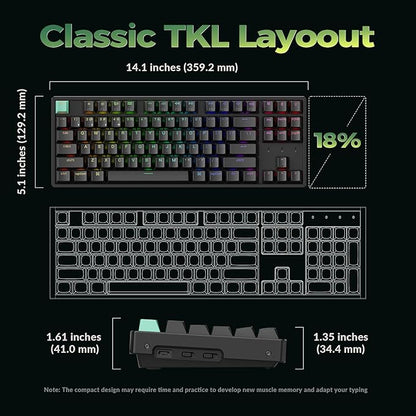 Keychron K8 HE TKL Wireless Mechanical Keyboard Hot Swappable Hall Effect Magnetic Switches 2.4 GHz/Bluetooth/Wired QMK/VIA Custom RGB Backlit for Mac Windows Linux-Black