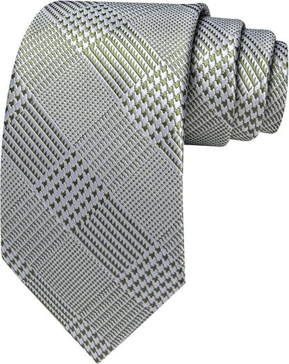 Barry.Wang Tie Sets for Men Silk Solid Necktie Stain Ties Handkerchief Pocket Square Cufflinks Wedding Business Dyed