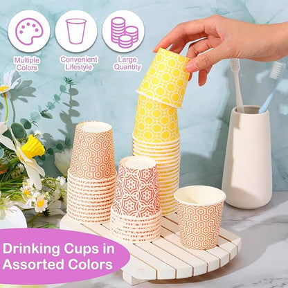Yeaqee 1000 Pack Multicolor 5 oz Small Paper Cups Bulk 5 oz Colorful Disposable Cups Hot/cold Drinking for Bathroom,travel, Parties and Events, BBQs, Dessert,10 Colors