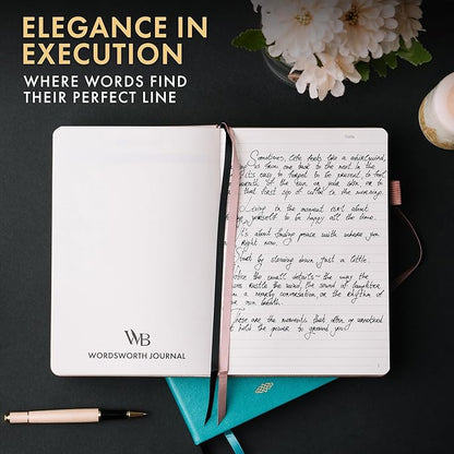 Wordsworth & Black A5 Lined Journal 216 Lined Pages, Hardcover Leather, 120 GSM Paper, Journaling Notebook for Work & Sketching, Journals for Women, Men - Gifts Box Included Rose Gold