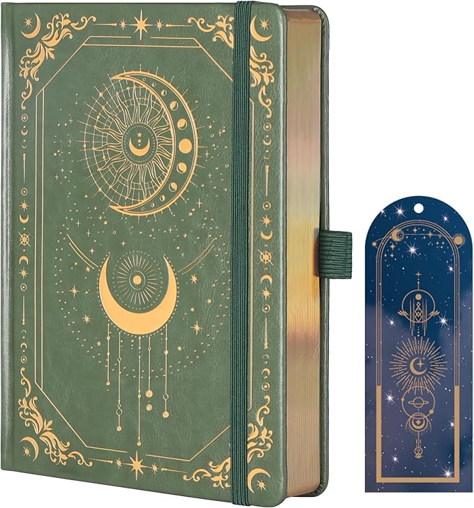 TIEFOSSI Dot Journal, 160gsm 190 Numbered Pages, Diary for Work & Sketching, A5 Hardcover Leather Journal for Writing Women Men