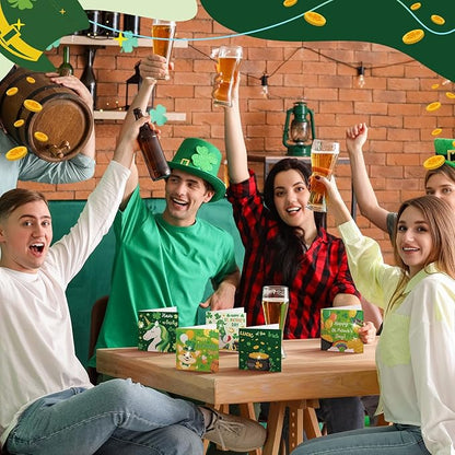 Saillong 12 Pack St Patrick's Day Diamond Painting Greeting Card Kits Green Shamrock Diamond Art Cards with Envelopes 5D Rhinestones Painting Making Kit for Adults DIY Craft Family Friend Holiday Gift