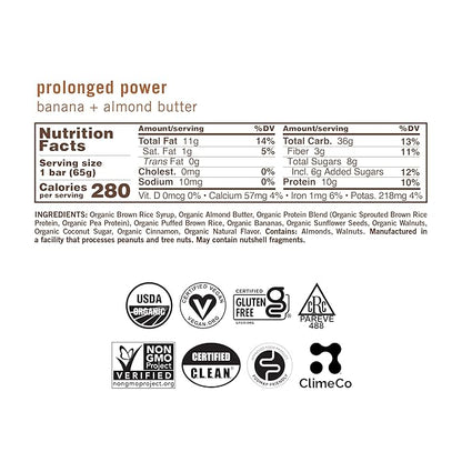 GoMacro MacroBar Organic Vegan Protein Bars - Banana + Almond Butter, (2.3 Ounce Bars, 12 Count)