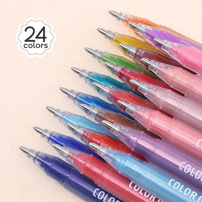 Glitter Gel Pens for Adult Coloring, 24 Colors Special Shining Multi Glitter Gel Pens Colored Set for Drawing, Doodling, Journaling & Creative Art Supplies