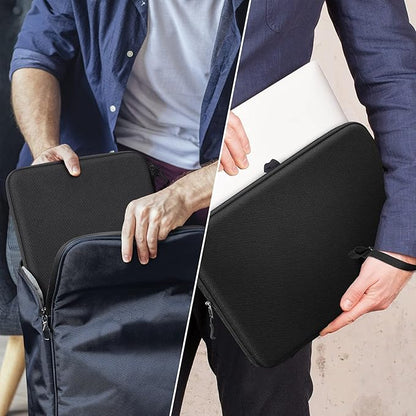 FINPAC Hard Laptop Sleeve with Accessory Pouch Compatible with 15.3 inch MacBook Air M4 M3 M2 2025 2024, 16.2 inch MacBook Pro M4/M3/M2/M1 Pro/Max, Waterproof Case for Surface Laptop/Book, Black