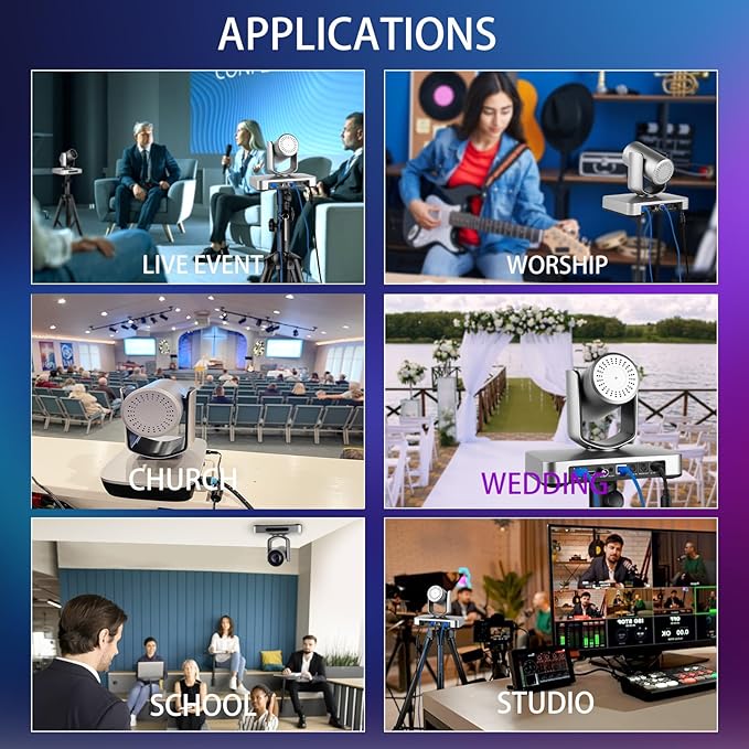 AVKANS 4K NDI PTZ Camera, HDMI SDI AI AUTO Tracking PTZ Camera with IP Live Streaming for Church Worship Live Events, PoE Support