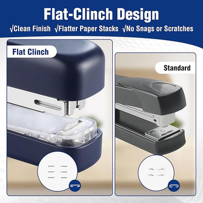 WORKPRO 2-in-1 Stapler with Staples & Staple Remover, 40 Sheet Capacity, Flat Clinch Design, Storage Space, Includes 2000 Standard Staples - Non-Slip Office Stapler for Desk, Classroom, Dark Blue