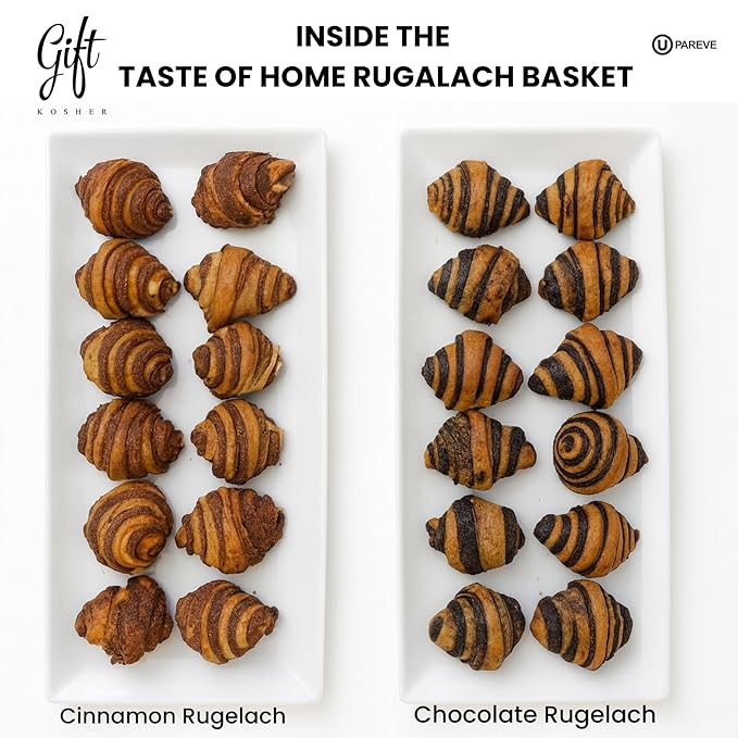 Taste of Home Rugelach Gift Basket – Premium Chocolate & Cinnamon Pastries, Croissant-Style Assorted Variety – Special Occasion Bakery Treat for Holidays, Birthdays, Sympathy, Shiva, Corporate & Thank You Gifts