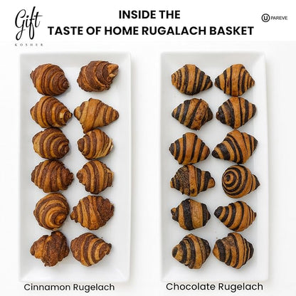 Taste of Home Rugelach Gift Basket – Premium Chocolate & Cinnamon Pastries, Croissant-Style Assorted Variety – Special Occasion Bakery Treat for Holidays, Birthdays, Sympathy, Shiva, Corporate & Thank You Gifts