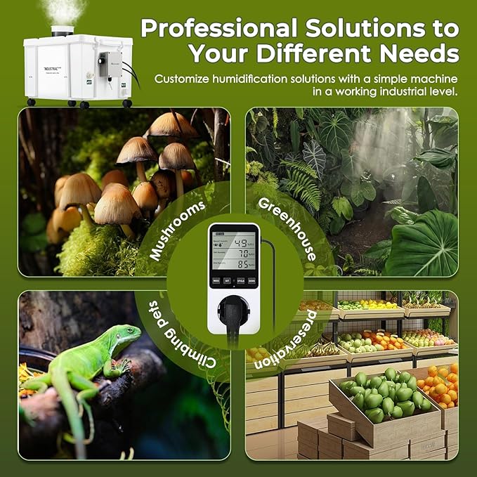 Mxmoonant 20kg/H Ultrasonic Mist Maker DIY Humidifier Kit, Adjustable Mist Volume | Automatic Water Filling | Humidity Controller Cool Mist Humidifier for Mushroom Growing, Greenhouses 110V
