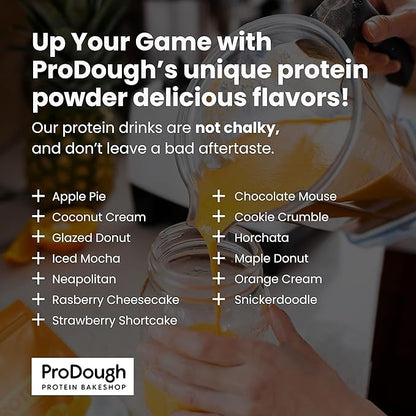 ProDough Gourmet Whey Isolate Hydrolized Protein Powder for Shake Mix- Easy Digest Enzyme Blend, 25g Protein per Serving, Natural Ingredients, Gluten Free, Keto Friendly (Rasberry Cheesecake)
