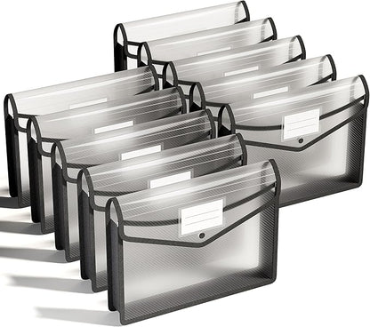 ThinkTex Plastic Expanding File Folder, Transparent envelopes with Snap Closure, Home &Office&School & Hospital No Dividers, Large Capacity, Clean envelopes, Fit Letter/A4 Size - 10 Pcs