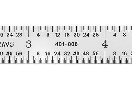 PEC Tools 6" Flexible Metal Ruler, Made from Premium Stainless Steel, 4R Graduation (1/8", 1/16", 1/32", 1/64"), Fully Hardened and Tempered Machinst Rule, Made in USA