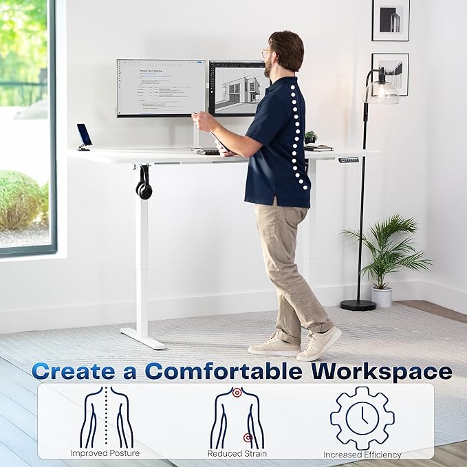 VIVO Electric 71 x 36 in Standing Desk, Memory Height Adjustment, 1B Series, White Top White Frame, DESK-KIT-1W7W-36