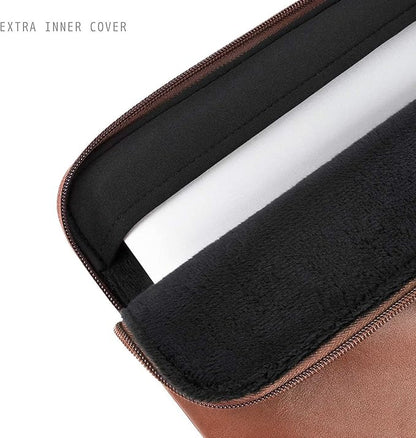 Comfyable Slim Protective Laptop Sleeve 14 Inch Snugly Compatible with MacBook Pro 14-inch M4 M3 M2 M1 Pro/Max 2024, PU Leather Bag Waterproof Cover Notebook Computer Case for Mac, Brown