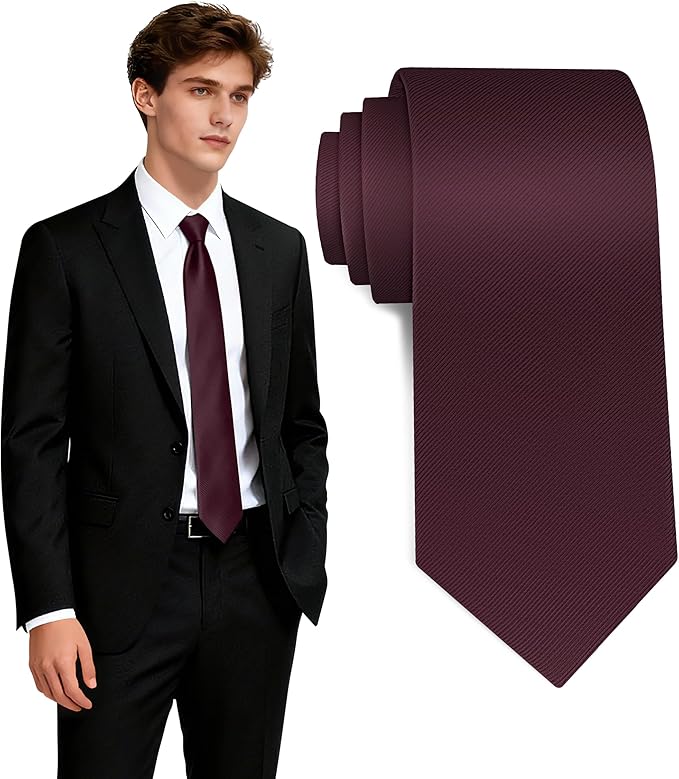 Fineknot Black Ties for Men, Formal Neckties for Men, Solid Color Mens Ties for Business, Wedding, Party, Mens Neck Tie