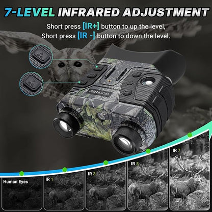 Night Vision Goggles, 4K Night Vision Binoculars for Adults, 36MP, 1300FT Range,8X Digital Zoom, 5000mAh Battery, Flashlight & Compass, Infrared Vision, 32GB Card, for Camping & Security