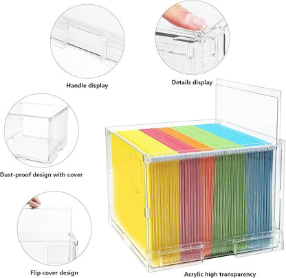 MUKAI File Organizer Box with Lid, Collapsible File Folder Organizer with Slide, Hanging File Folder Box, for Office Document Storage with Desktop organizer