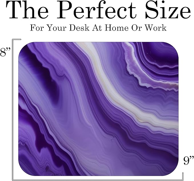 Purple Marble Agate Mouse Pad Mat Mousepad for Desk Computer Laptop PC Gaming Home or Office Gift Marbled Abstract (Deep Purple MP16)